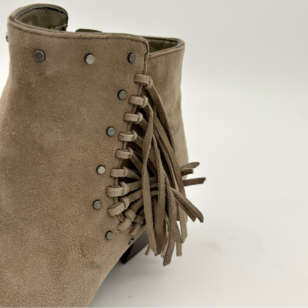 Sam Edelman - Women's Studded Fringe Suede Ankle Boots/ Thick Heels/ Bootie - Picture 4 of 16